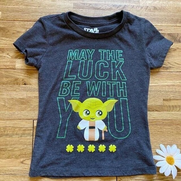 Star Wars Luck Baby‎ Yoga Shirt St Patrick's Day Size 4/5 - Picture 2 of 5